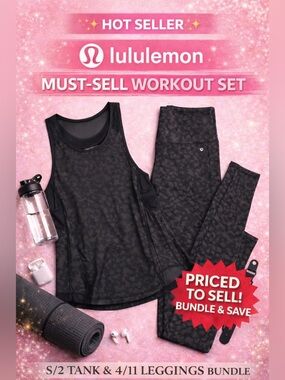 Lululemon Black Camo Workout Set S/2 | Racerback Tank + High Rise Leggings
